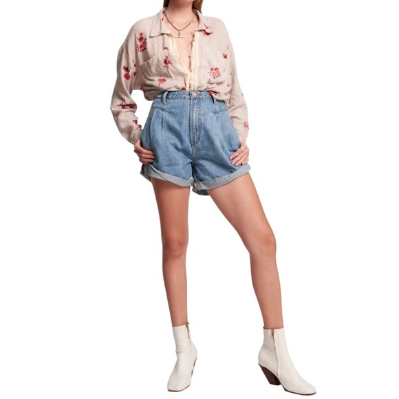 One Teaspoon Kansas Street Walker Shorts 80s High Waist Denim Shorts NWT - Picture 1 of 11
